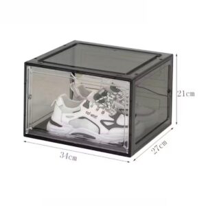 กล่องเก็บรองเท้าพลาสติกใส ขนาด 34 × 27 × 21 ซม. (กว้าง × ลึก × สูง) ทรงสูงรองรับรองเท้าข้อสูง